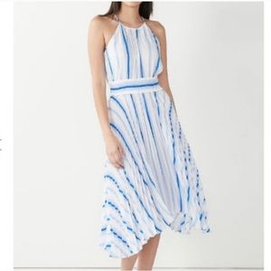 Elegant Blue and White Striped Dress